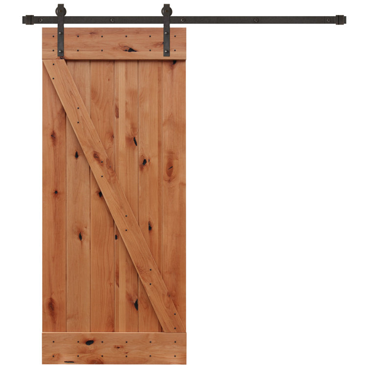 CreativeEntryways Paneled Wood Unfinished Barn Door with Installation